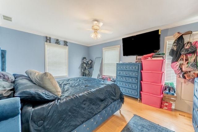 759 Norfolk Ave, Westchester, IL 60154 - bedroom featuring ornamental molding, wood finished floors, and ceiling fan