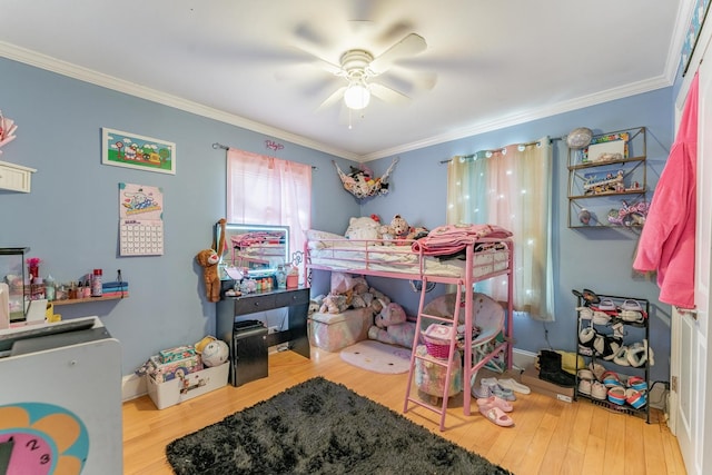 759 Norfolk Ave, Westchester, IL 60154 - bedroom with wood finished floors, crown molding, and a ceiling fan