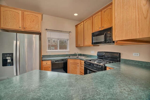 1109 Longwood Dr, Lisle, IL 60532 - kitchen featuring black appliances, dark countertops, and recessed lighting