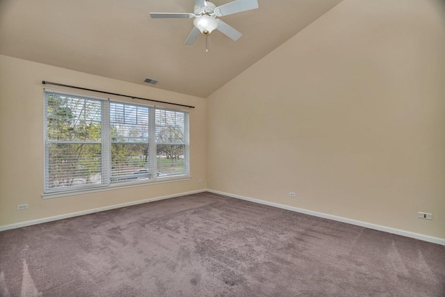 1109 Longwood Dr, Lisle, IL 60532 - empty room with carpet, a ceiling fan, and lofted ceiling