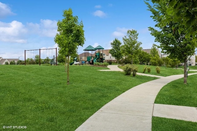 view of community with a lawn