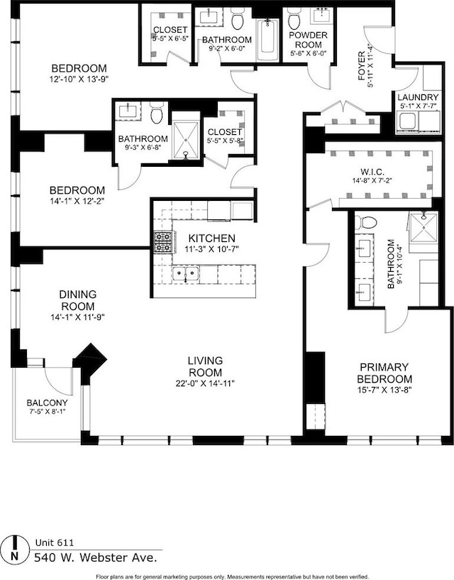 540 W Webster Ave Unit 611, Chicago, IL 60614 - view of home floor plan