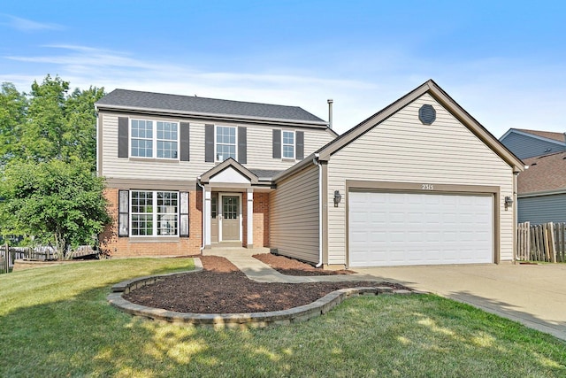 2315 Woodside Dr, Carpentersville, IL 60110 - traditional-style home with driveway, a garage, and brick siding