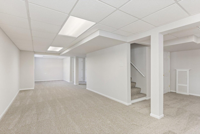 2315 Woodside Dr, Carpentersville, IL 60110 - finished below grade area featuring carpet flooring, a drop ceiling, and stairs
