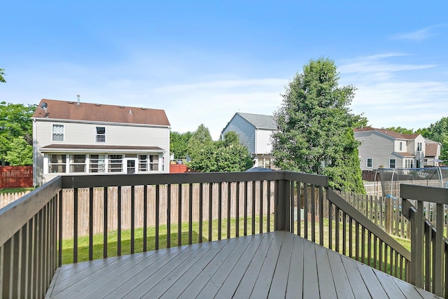2315 Woodside Dr, Carpentersville, IL 60110 - wooden deck with a fenced backyard and a residential view