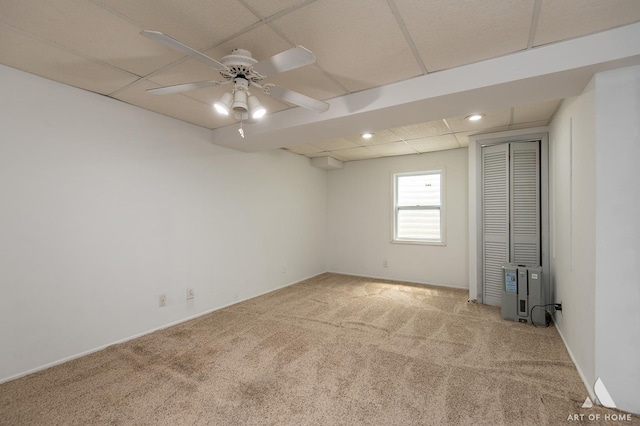 780 Buckingham Ct, Hoffman Estates, IL 60169 - carpeted spare room featuring ceiling fan, a paneled ceiling, and recessed lighting