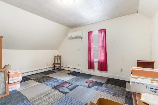 657 1st St, Crete, IL 60417 - bonus room featuring a wall mounted AC, vaulted ceiling, and a baseboard heating unit