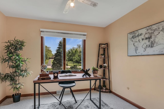 12976 W 21st St, Wadsworth, IL 60083 - office area featuring carpet flooring and ceiling fan