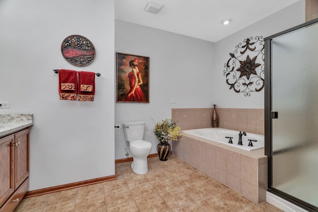 11186 188th Pl, Mokena, IL 60448 - full bath featuring vanity, a bath, a stall shower, and tile patterned floors