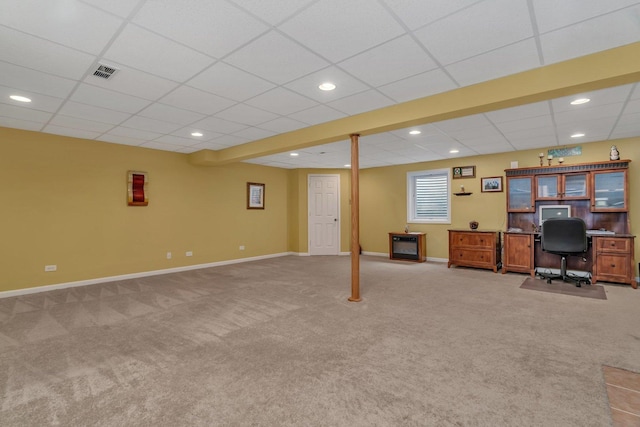 11186 188th Pl, Mokena, IL 60448 - carpeted home office featuring recessed lighting and a drop ceiling