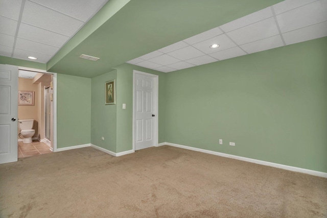 11186 188th Pl, Mokena, IL 60448 - unfurnished bedroom featuring carpet floors, a paneled ceiling, recessed lighting, and ensuite bathroom