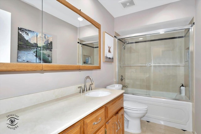14727 Central Park Ave, Midlothian, IL 60445 - bathroom with vanity, tile patterned flooring, and shower / bath combination with glass door