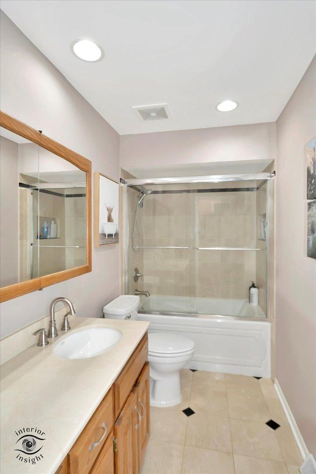 14727 Central Park Ave, Midlothian, IL 60445 - full bath with vanity, tile patterned flooring, and combined bath / shower with glass door