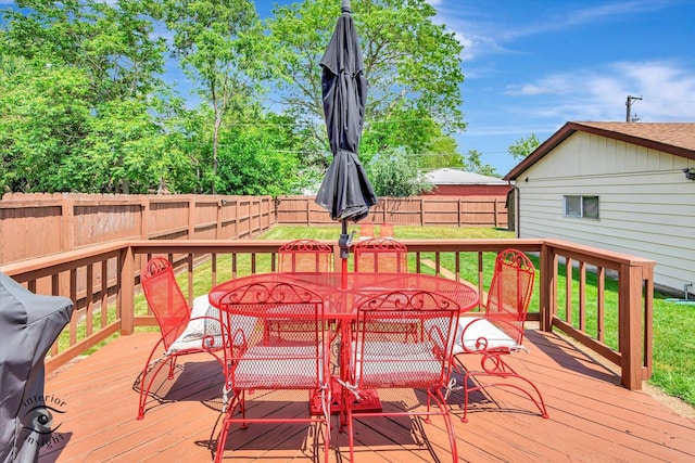 14727 Central Park Ave, Midlothian, IL 60445 - wooden deck with a fenced backyard and outdoor dining area