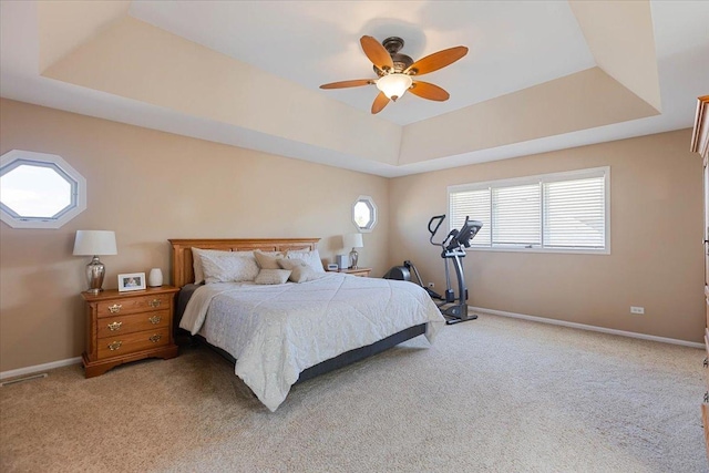 13907 W Big Run Ln, Homer Glen, IL 60491 - bedroom featuring a raised ceiling, light colored carpet, and a ceiling fan