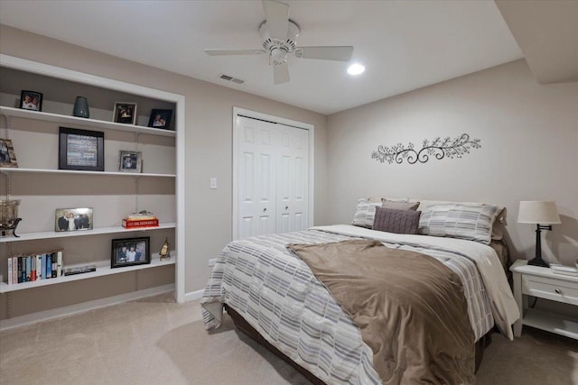 13907 W Big Run Ln, Homer Glen, IL 60491 - carpeted bedroom with a closet and a ceiling fan