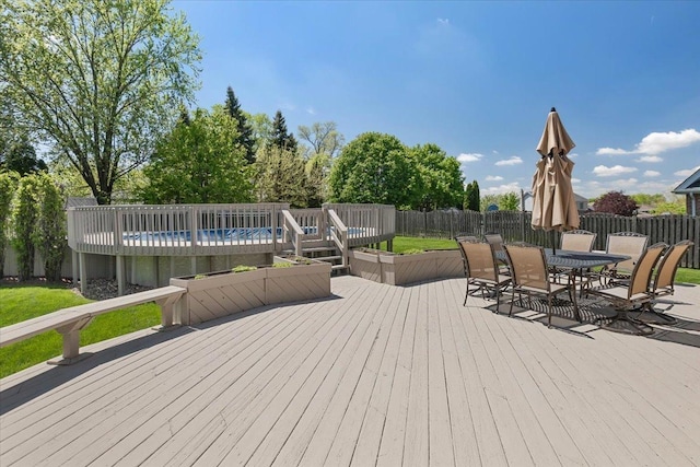 13907 W Big Run Ln, Homer Glen, IL 60491 - wooden terrace featuring a fenced backyard and outdoor dining area
