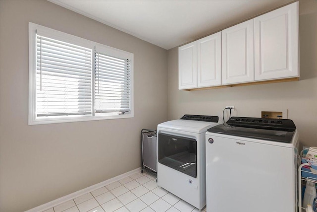 13907 W Big Run Ln, Homer Glen, IL 60491 - laundry area with washing machine and dryer, cabinet space, and light tile patterned flooring