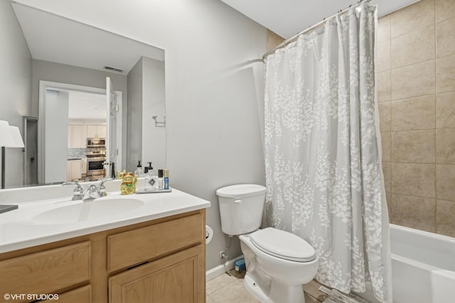 5862 N Lincoln Ave Unit 3A, Chicago, IL 60659 - bathroom with vanity, shower / tub combo with curtain, and tile patterned flooring
