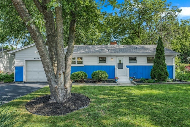 4606 Willow Ln, Mchenry, IL 60050 - single story home featuring a garage, entry steps, a front yard, a chimney, and driveway