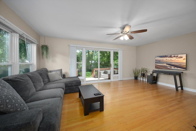 4606 Willow Ln, Mchenry, IL 60050 - living area with a ceiling fan, healthy amount of natural light, and light wood-type flooring