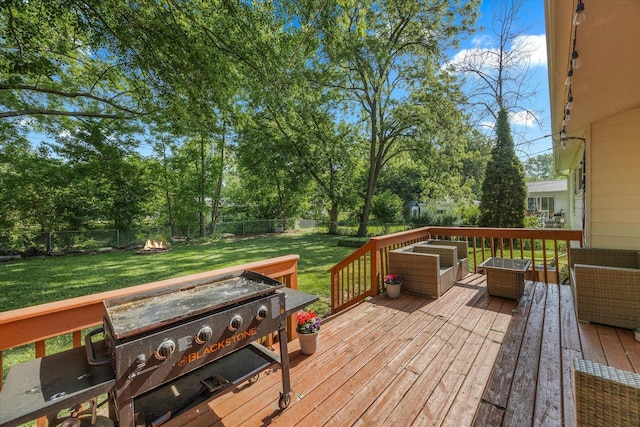 4606 Willow Ln, Mchenry, IL 60050 - deck featuring a fenced backyard, grilling area, and view of wooded area