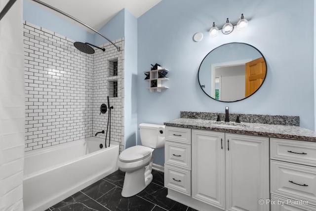 987 Split Rail Dr, Carol Stream, IL 60188 - full bath featuring vanity, shower / bathtub combination, and marble look tile flooring