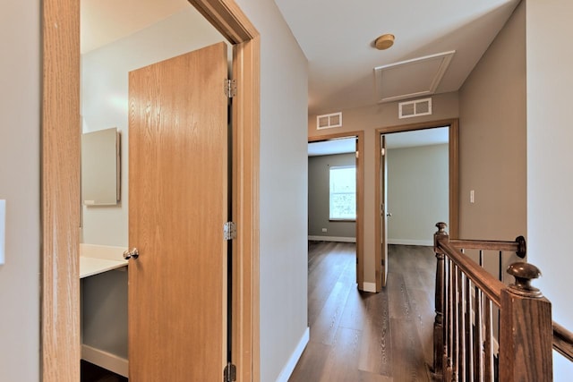 2141 Bluemist Dr, Aurora, IL 60504 - corridor with wood finished floors and an upstairs landing