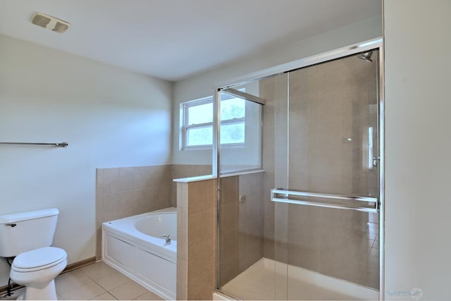 2141 Bluemist Dr, Aurora, IL 60504 - full bathroom with a bath, tile patterned floors, and a stall shower