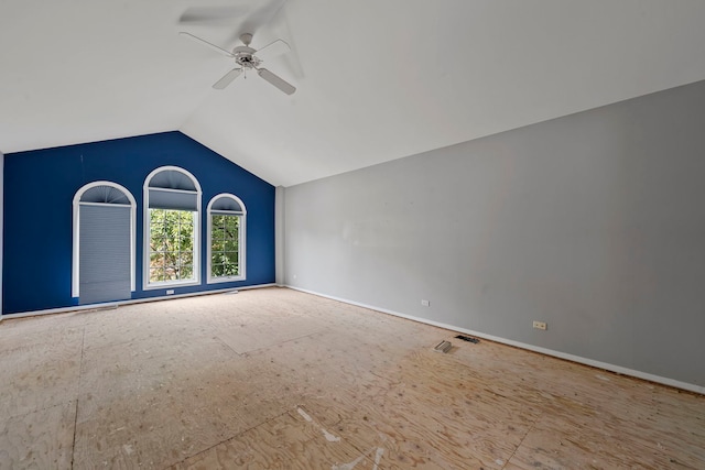 201 E White Oak St, Arlington Heights, IL 60005 - spare room featuring ceiling fan and vaulted ceiling
