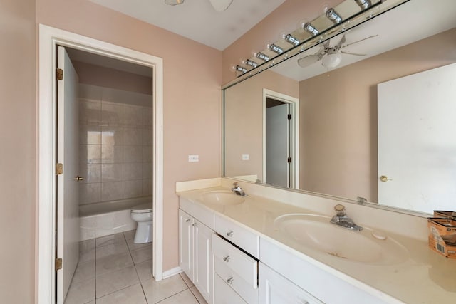 201 E White Oak St, Arlington Heights, IL 60005 - full bathroom featuring tile patterned floors, double vanity, and ceiling fan