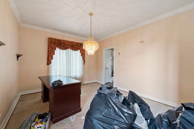 201 E White Oak St, Arlington Heights, IL 60005 - office with a chandelier and ornamental molding
