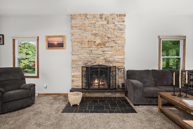 15181 Willow Run Dr, Dekalb, IL 60115 - carpeted living room featuring healthy amount of natural light and a fireplace
