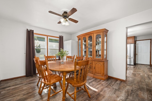 15181 Willow Run Dr, Dekalb, IL 60115 - dining space featuring ceiling fan and dark wood-type flooring