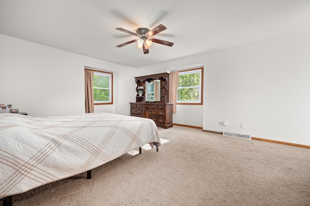 15181 Willow Run Dr, Dekalb, IL 60115 - bedroom featuring light colored carpet, multiple windows, and a ceiling fan