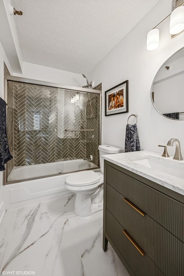 440 N Wabash Ave Unit 1908, Chicago, IL 60611 - bathroom featuring vanity, shower / tub combination, a textured ceiling, and marble look tile flooring