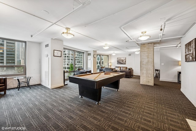 440 N Wabash Ave Unit 1908, Chicago, IL 60611 - game room with carpet flooring, billiards, and decorative columns