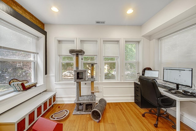 4825 N Karlov Ave, Chicago, IL 60630 - office with plenty of natural light, light wood-style floors, and recessed lighting