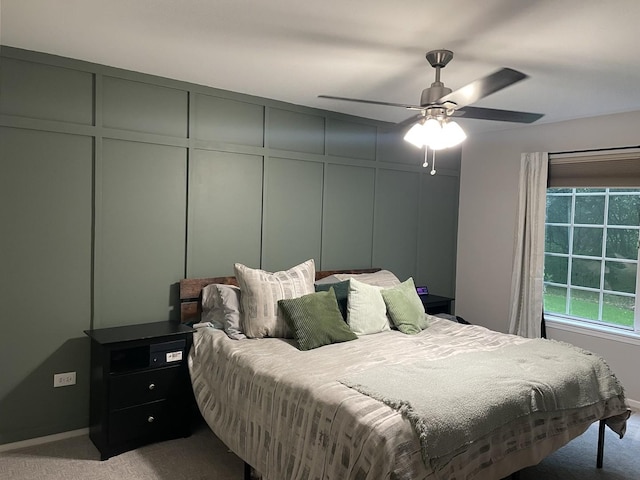 30W020 Mayfair Ct Unit 20, Warrenville, IL 60555 - bedroom featuring light colored carpet, a ceiling fan, and a decorative wall