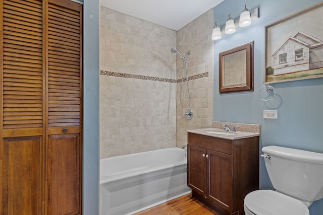 26050 S Locust Pl, Monee, IL 60449 - full bathroom with washtub / shower combination, vanity, and wood finished floors