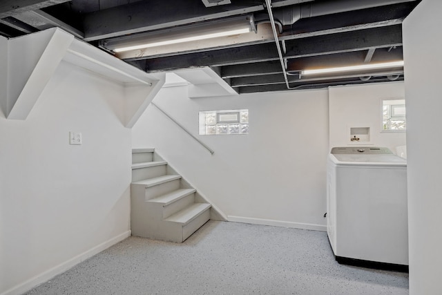 26050 S Locust Pl, Monee, IL 60449 - basement featuring washer / dryer and stairway