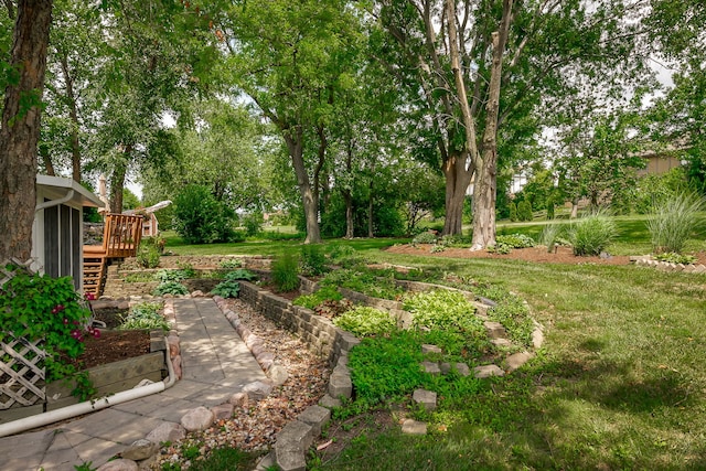 9S339 Cumnor Rd, Downers Grove, IL 60516 - view of grassy yard with a deck and stairs