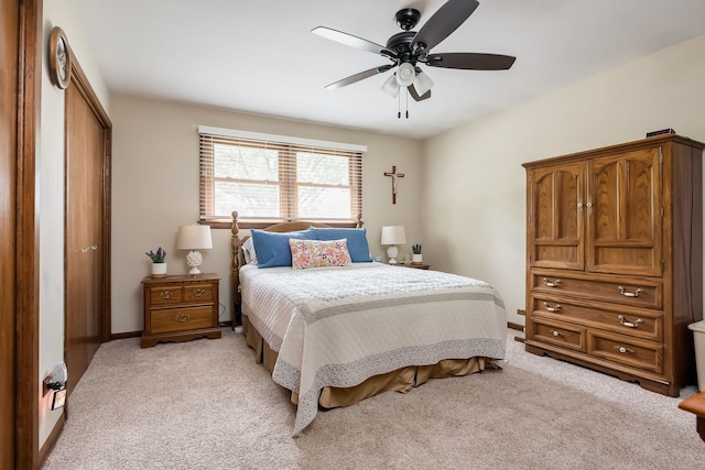 9S339 Cumnor Rd, Downers Grove, IL 60516 - bedroom featuring light carpet, a closet, and ceiling fan