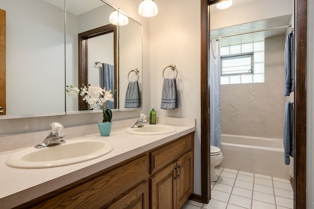 9S339 Cumnor Rd, Downers Grove, IL 60516 - bathroom with double vanity, tile patterned flooring, and shower / bath combination with curtain