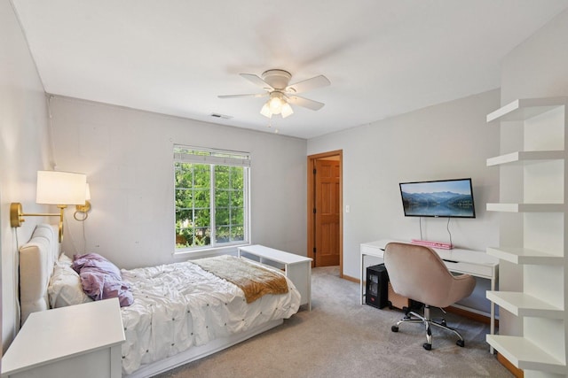 2590 Hennig Rd, Hampshire, IL 60140 - bedroom featuring light colored carpet, a desk, and ceiling fan