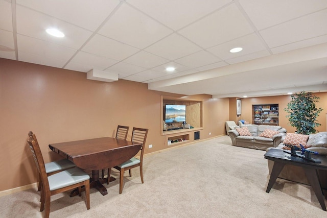 2590 Hennig Rd, Hampshire, IL 60140 - dining space featuring carpet flooring, recessed lighting, and a paneled ceiling