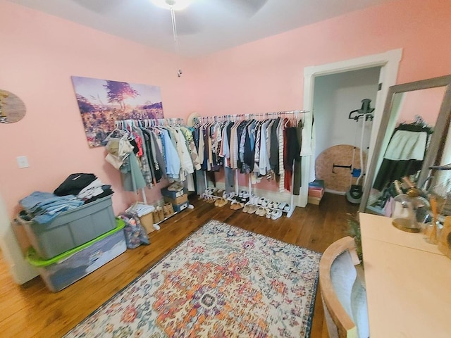 313 S 4th St, Oregon, IL 61061 - spacious closet with wood finished floors and a ceiling fan