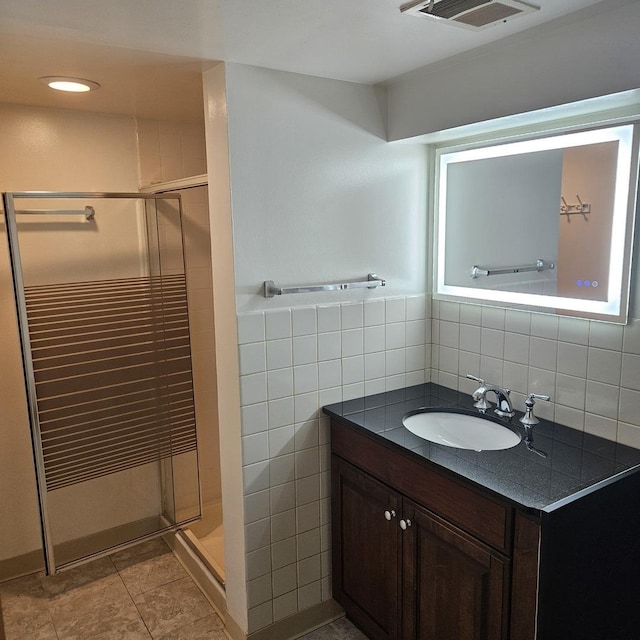 5823 W Addison St, Chicago, IL 60634 - full bathroom with a shower stall, vanity, and tasteful backsplash