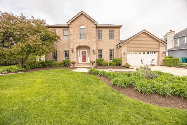 14803 S Hawthorn Cir, Plainfield, IL 60544 - view of front of home with a front lawn, driveway, a garage, and brick siding