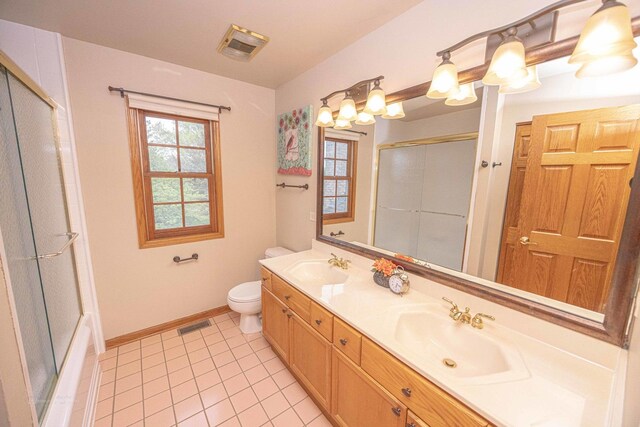 14803 S Hawthorn Cir, Plainfield, IL 60544 - full bathroom featuring an enclosed shower, double vanity, and tile patterned floors